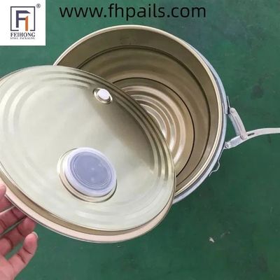 0.32-0.42mm खाद्य सुरक्षित धातु बाल्टी 5 गैलन 20L कॉफी बीन्स भंडारण के लिए